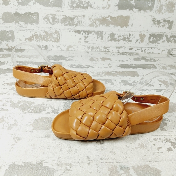 New Loeffler Randall Benton Woven Slingback Leather Sandal in Dark Sand V534 - Picture 7 of 11